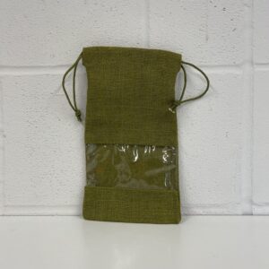 Jute Drawstring Bag with Window - Green