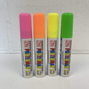 Kuretake Zig Posterman Waterproof Pma 120 Liquid Chalk Pen With 15mm Tip Neon Pack Of 4