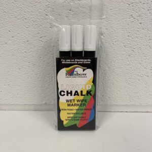 Rainbow Chalk Liquid Chalk Pen with 5mm Bullet Nib - White - Pack of 3